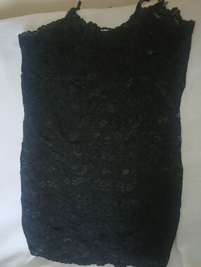 Ambrielle Black Lace Chemise Stretch Slip And Robe Set